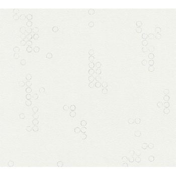 A.s. Création Papel Pintado Puntos Lunares Polka Dots Blanco Y Gris - 53 Cm X 10,05 M