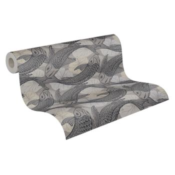 Papel Pintado Livingwalls Peces Gris Oscuro - As-378594 - 53 Cm X 10,05 M