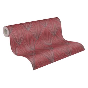 Papel Pintado Livingwalls Geométrico Rojo, Negro Y Gris - As-378643 - 53 Cm X 10,05 M