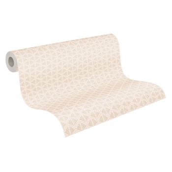 A.s. Création Papel Pintado Arte Deco Rosa, Beige Y Brillo - 53 Cm X 10,05 M