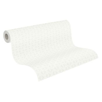 A.s. Création Papel Pintado Arte Deco Blanco, Plata Y Brillo - 53 Cm X 10,05 M