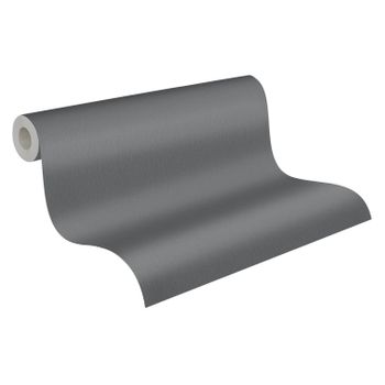 A.s. Création Papel Pintado Liso Gris Y Negro - 53 Cm X 10,05 M - As-379733