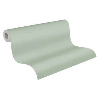 Papel Pintado A.s. Création Liso Verde Menta Agrisado - As-380211 - 53 Cm X 10,05 M