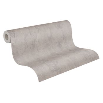 A.s. Création Papel Pintado Hormigón Gris, Plata Y Blanco Brillante - 53 Cm X 10,05 M