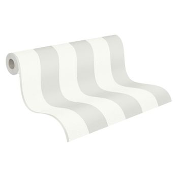 A.s. Création Papel Pintado Rayado Gris Y Blanco - 53 Cm X 10,05 M - As-381012