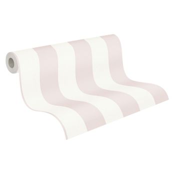 A.s. Création Papel Pintado Rayado Rosa Y Blanco - 53 Cm X 10,05 M - As-381013