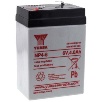 Yuasa Batería De Plomo-sellada Np4-6, 6v, 4000mah/24wh, Lead-acid, Recargable