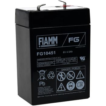 Fiamm Batería De Plomo-sellada Fg10451, 6v, 4500mah/27wh, Lead-acid, Recargable