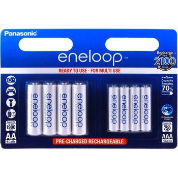 Panasonic Eneloop Pilas Recarg. Aa / Aaa Bk-kjmcce44e - 2x Blister 4uds., 1,2v, 1900mah/750mah, Nimh