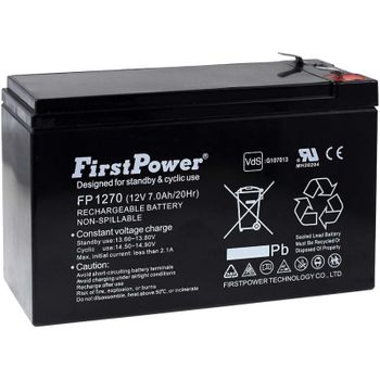 Firstpower Batería De Gel Para Sai Apc Smart-ups Sc 420 7ah 12v, 12v, 7ah/84wh, Lead-acid, Recargable