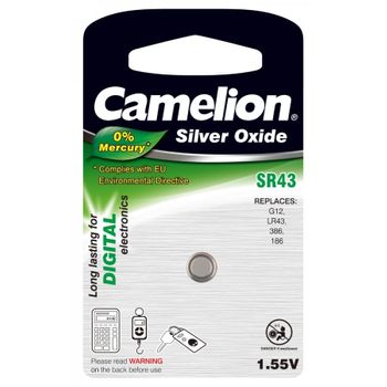 Camelion Pila De Botón De Reloj Sr43 / G12 / Lr43 / 186 / 386 Blister 1ud.