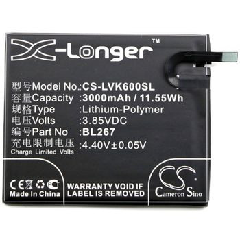Batería Para Smartphone Lenovo Modelo Bl267, 3,85v, 3000mah/11,6wh, Li-polymer, Recargable