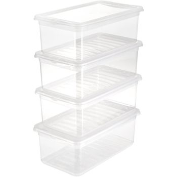 Set Cajas De Almacenaje 3x5,6 L, Plástico, Natural Transparente, 33 X 19.5 X 12 Cm