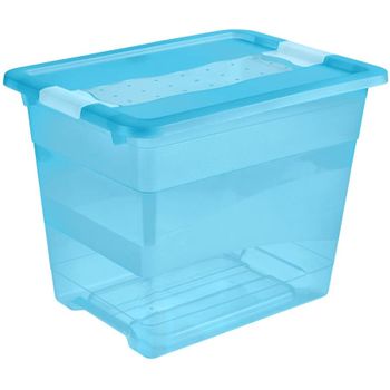 Cubo De Almacenaje Con Tapa Plástico Keeeper Cornelia 24l Azul