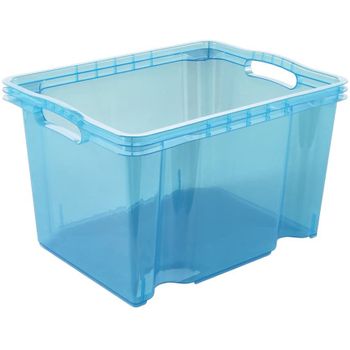 Caja Almacenaje Con Asas Plástico Keeeper Franz 35x27x21 Cm 13,5l Azul