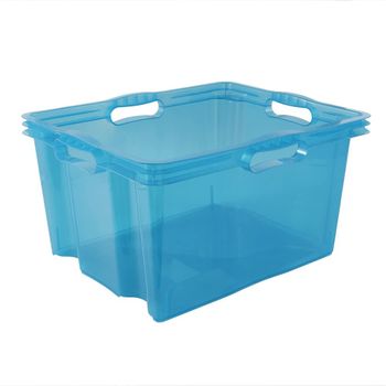 Caja Almacenaje Con Asas Plástico Keeeper Franz 43x35x23 Cm 24l Azul