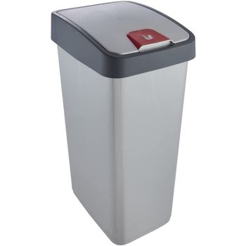 Cubo De La Basura Premium Con Tapa Abatible, Tacto Suave, 45 L, Magne, Plateado