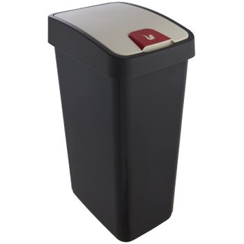 Cubo De Basura Con Tapa Abatible Plástico Keeeper Magne 45l Grafito