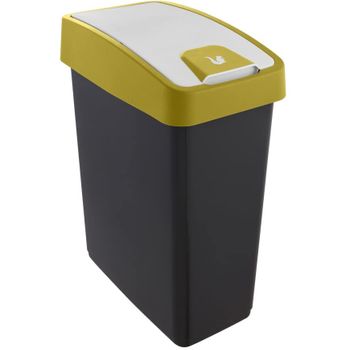 Cubo De Basura Con Tapa Abatible Plástico Keeeper Magne 25l Amarillo