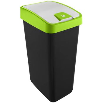 Cubo De Basura Con Tapa Abatible Plástico Keeeper Magne 45l Verde