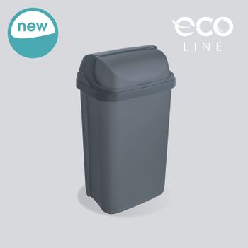 Cubo De Basura Con Tapa Deslizante Plástico Eco Keeeper Rasmus 25l Gris