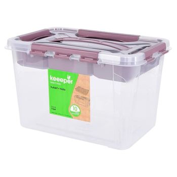 Caja De Almacenaje De 6,6 Litros, Tapa Con Asa, 29x19x18, Colección Hubert Gris