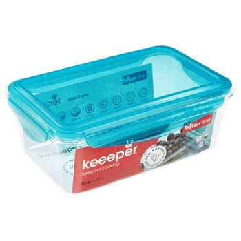 Caja Para Alimentos Frescos, 22,5 X 13,5 X 8,2 Cm, 1,35 L, Tino Tritan, Azul