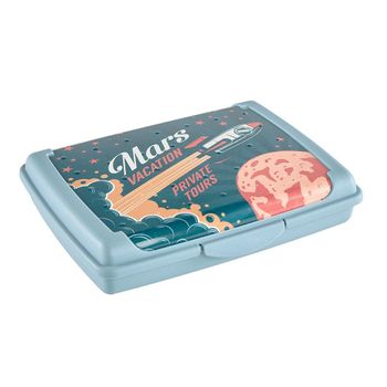 Caja De Almacenamiento 17 X 13 X 3,5, Azul Nórdico  Con Dibujos En La Parte Superior