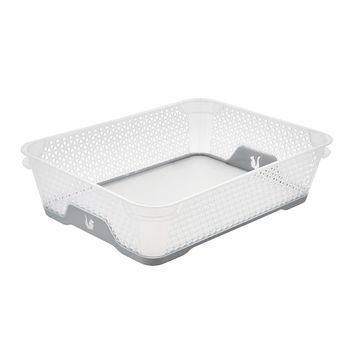 Caja De Almacenamiento 26,5x20x7, Blanco Y Gris Nórdico Keeeper