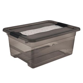 Caja Almacenamiento Plástico Keeeper 39,5x29,5x17,5,gris Translúcido