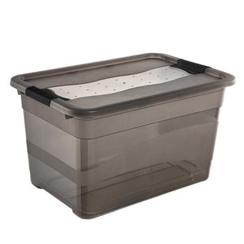 Caja De Almacenamiento Plástioo Keeeper 59,5x39,5x34,gris Translúcido