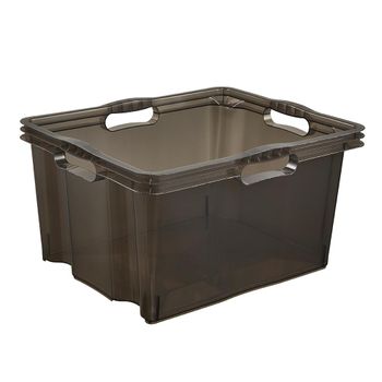 Caja De Almacenamiento 43x35x23, Gris Translúcido Keeeper