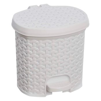 Cubo De Basura Con Tapa Rattán 3l 19,5x20,5x20,5 Blanco Keeeper