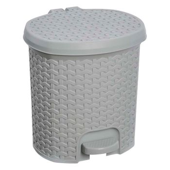 Cubo De Basura Con Tapa Rattán 5,5l 22,5x24x26 Gris Keeeper