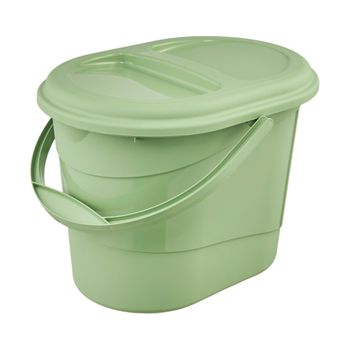 Cubo Ovalado Con Tapa Eco Verde Piedra 37x29,5x27,5 Gama Elsa Eco