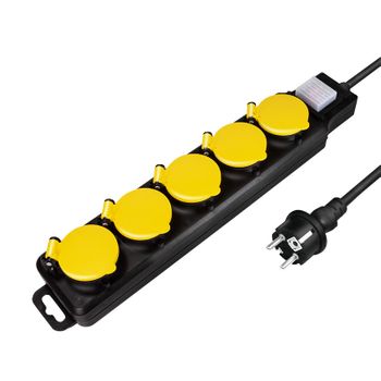 Logilink Lps255 Prolunghe E Multiple 1,5 M 5 Presa(e) Ac Esterno Nero, Giallo