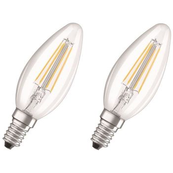 Osram Conjunto De 2 Bombillas Led E14 Luz Llama 4w Equivalente A 40w Blanco Cálido