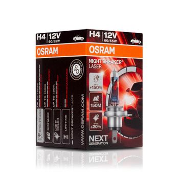 Lámpara Osram ® 64193nl H4 1 Night B Laser 55/60w 12v Next Generation +150%.