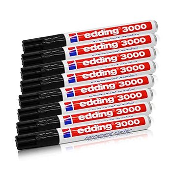 Edding Marcador Permanente 3000, Negro, 1,5 Â– 3 Mm, Rellenable, Paquete De 8