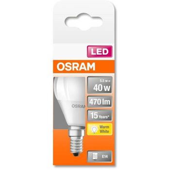 Bombilla Led Esférica Mate - 4w E14 - Blanco Cálido Osram