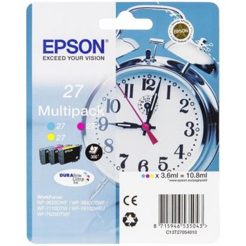 Epson - Alarm Clock Multipack 3-colour 27 Durabrite Ultra Ink - C13t27054022