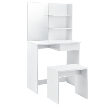 Tocador Con Espejo 90x38x138 Cm Aglomerado Blanco Ecd Germany con Ofertas  en Carrefour