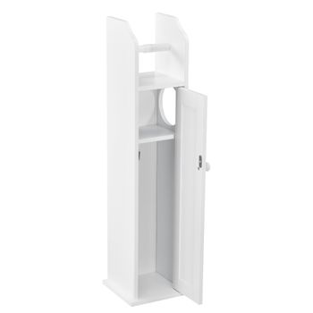 [en.casa]® Mueble De Baño - 78 X 20 X 18 Cm - Armario Con Puerta - Con Soporte Para Papel Higiénico - Blanco