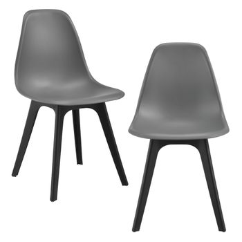 Set De 2 Sillas De Comedor Brevik Diseño Nórdico Plástico 83 X 54 X 48 Cm - Gris Y Negro [en.casa]