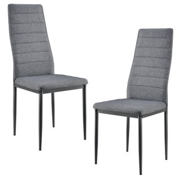 Set De 2x Sillas De Comedor Lidköping Tapizadas De Tela Y Acero - 96 X 43 X 52 Cm Gris [en.casa]