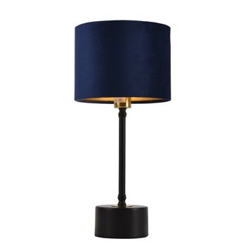 [lux.pro]® Lámpara De Mesa Deventer - Lámpara De Noche De Diseño - 39cm X Ø18 Cm - Negro Y Pantalla Azul