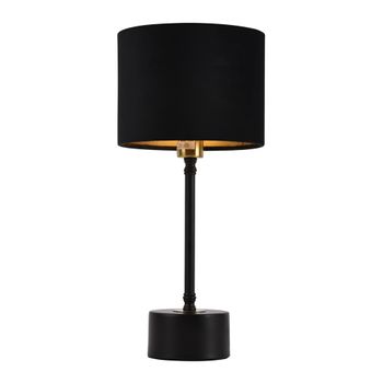 [lux.pro]® Lámpara De Mesa Deventer - Lámpara De Noche De Diseño - 39cm X Ø18 Cm - Negro Y Pantalla Negra