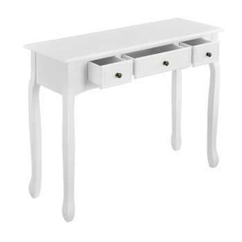 Mesa Consola Hirschhorn Con 3 Cajones - 78 X 100 X 35 Cm Vintage Mdf/pino - Blanco [en.casa]