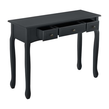 Mesa Consola Hirschhorn Con 3 Cajones - 78 X 100 X 35 Cm Vintage Mdf/pino - Negro [en.casa]