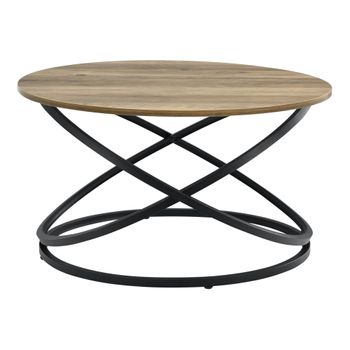 Mesa De Centro Dunedin Aglomerado Metal 46 X 79 Cm - Efecto Madera Y Negro [en.casa]